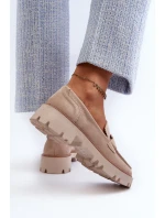 Dámské semišové mokasíny s ozdobou béžové D&A model 21660195 Béžové - S.Barski