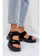 Materiałowe Lekkie Sandały Na Platformie Czarne Deniffia Materiałowe Lekkie Sandały Na Platformie Czarne Deniffia