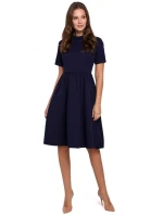 K028 Šaty s vyhrnutým výstrihom - krepové ružové