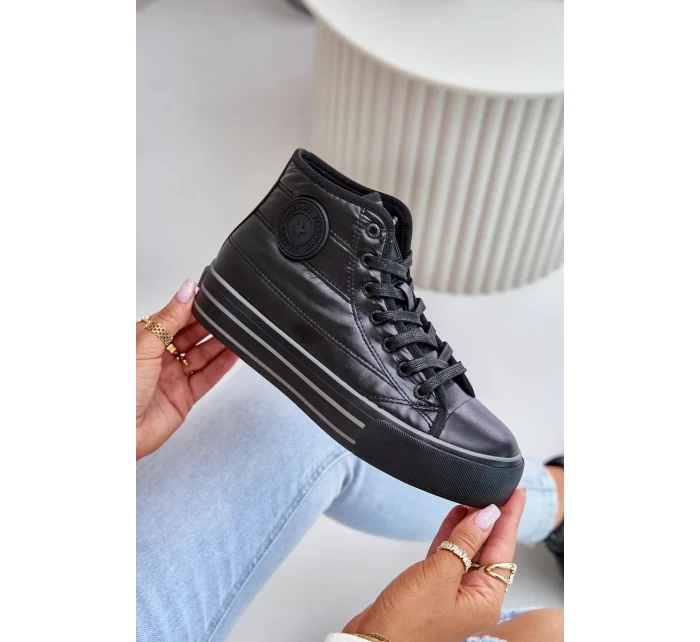 Zateplené dámske tenisky na platforme Black Zateplené dámske tenisky na platforme Black