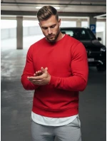 Pánska hladká červená mikina FashionStreet BX3867 Pánska hladká červená mikina FashionStreet BX3867
