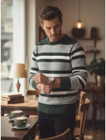 Pánsky pruhovaný sivý sveter FashionStreet WX2262