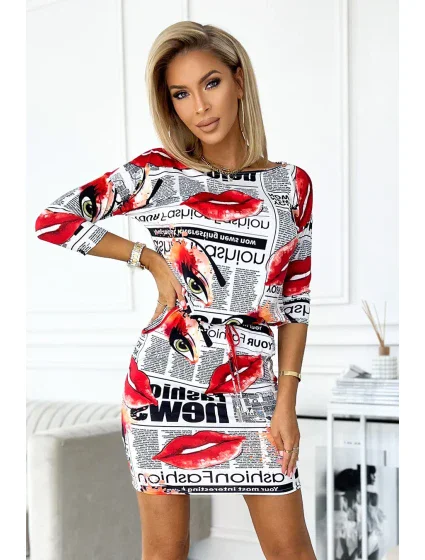 Bílé dámské sportovní šaty se vzorem  a s kapsičkami model 17780076 - numoco