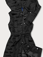 Dámska dlhá čierna vesta s opaskom (JIN217)