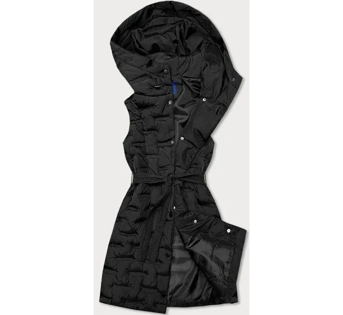 Dlouhá černá dámská vesta s páskem model 15834478 - Ann Gissy