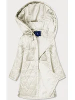 Dámská prošívaná oversize bunda v ecru barvě s kapucí model 20471213 - Ann Gissy