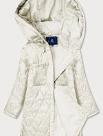 Dámska nadrozmerná prešívaná bunda s kapucňou ecru (ag5-010)