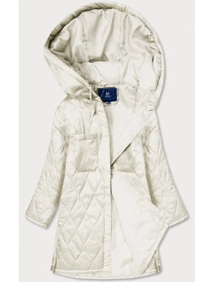 Dámská prošívaná oversize bunda v ecru barvě s kapucí model 20471213 - Ann Gissy
