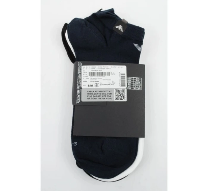 ponožky model 21816200 bavlna pohodlné 3Pack námořnická modrá černá bílá - Emporio Armani ponožky model 21816200 bavlna pohodlné 3Pack námořnická modrá černá bílá - Emporio Armani