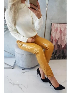 Dvojvrstvové nohavice s horčicovým velúrom