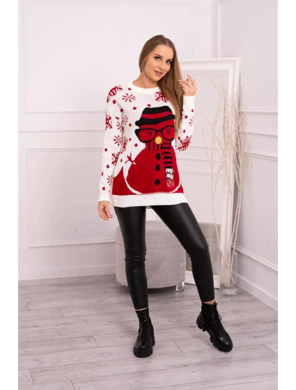 Vianočný sveter so snehuliakom vo farbe ecru