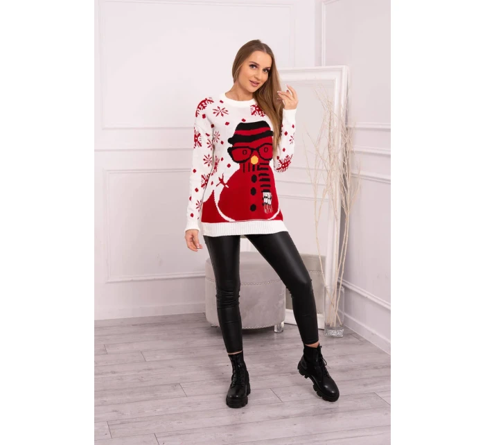 Vianočný sveter so snehuliakom vo farbe ecru