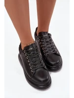 Dámské tenisky z pravé kůže model 21711761 Černé - Goe Dámské tenisky z pravé kůže model 21711761 Černé - Goe