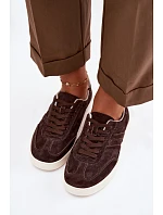 Sneakersy z veluru model 22044835 Čokoládové - VINCEZA