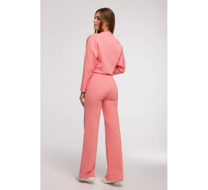 Široké kalhoty s předními  korálová barva model 21047265 - BeWear