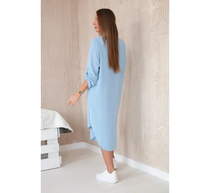 Modré šaty s výstrihom do V 28477 svetlomodré - Kesi