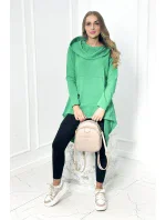 Mikina s dlhým chrbtom a kapucňou svetlo zelená