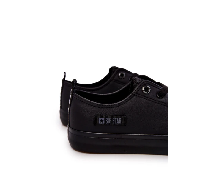 Męskie Niskie Skórzane Trampki Big Star KK174009 Czarne