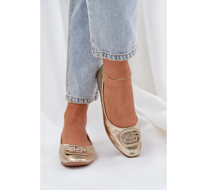 Baleríny Na Ploché Podešvi S Ozdobou Zlaté model 21684333 - Boto