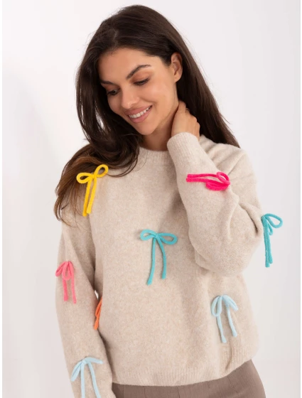 Sweter PM SW model 21300779 jasny beżowy - FPrice Sweter PM SW model 21300779 jasny beżowy - FPrice