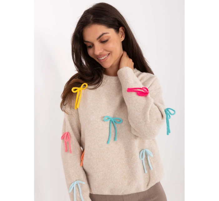 Sweter PM SW model 21300779 jasny beżowy - FPrice Sweter PM SW model 21300779 jasny beżowy - FPrice