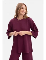 B301 Rebrovaný pletený top - slivka