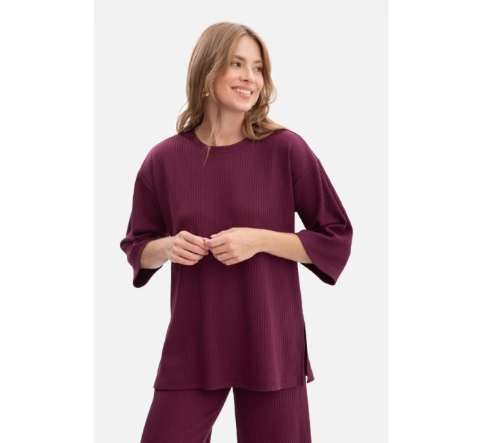 model 21379864 Žebrovaný pletený top švestka - BeWear