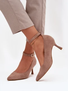 Lodičky Devoria z eko semišu - tmavobéžové