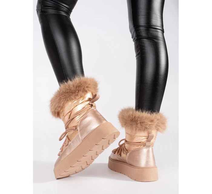 Jedinečné zlaté sněhule dámské platforma Jedinečné zlaté sněhule dámské platforma