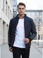 Pánska prechodná prešívaná bunda tmavomodrá FashionStreet TX4397