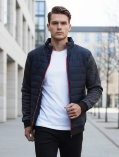 Pánska prechodná prešívaná bunda tmavomodrá FashionStreet TX4397