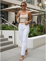 Dámske džínsy s vysokým pásom a opaskom Mom Fit biela FashionStreet UY3054