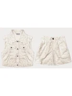 Béžový letní komplet vesta a krátké šortky model 20122850 - MADE IN ITALY Béžový letní komplet vesta a krátké šortky model 20122850 - MADE IN ITALY