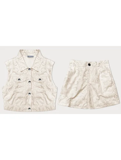 Béžový letní komplet vesta a krátké šortky model 20122850 - MADE IN ITALY Béžový letní komplet vesta a krátké šortky model 20122850 - MADE IN ITALY