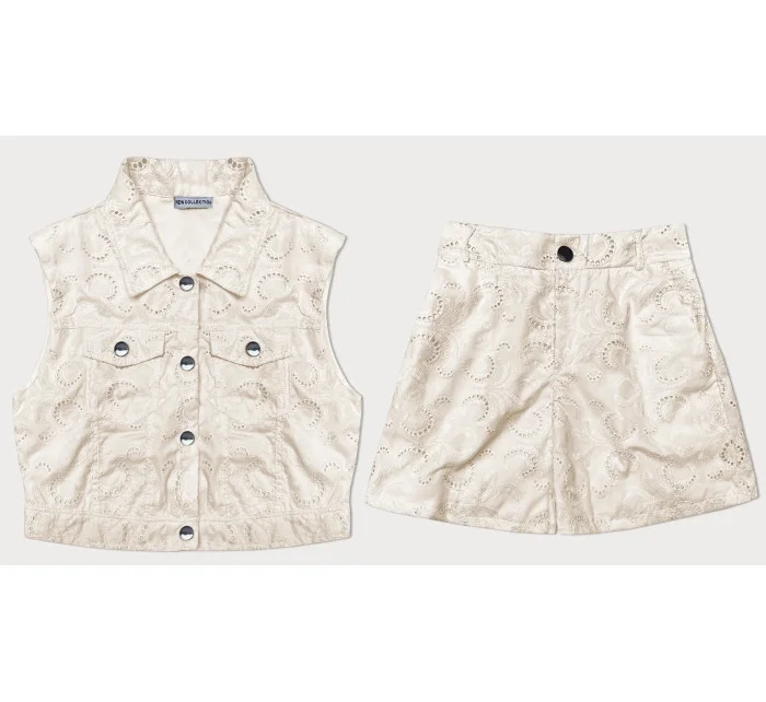 Béžový letní komplet vesta a krátké šortky model 20122850 - MADE IN ITALY Béžový letní komplet vesta a krátké šortky model 20122850 - MADE IN ITALY