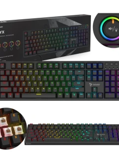 MECHANICKÁ KLÁVESNICA SAVIO STYX OUTEMU HNEDÁ HOT SWAP RGB