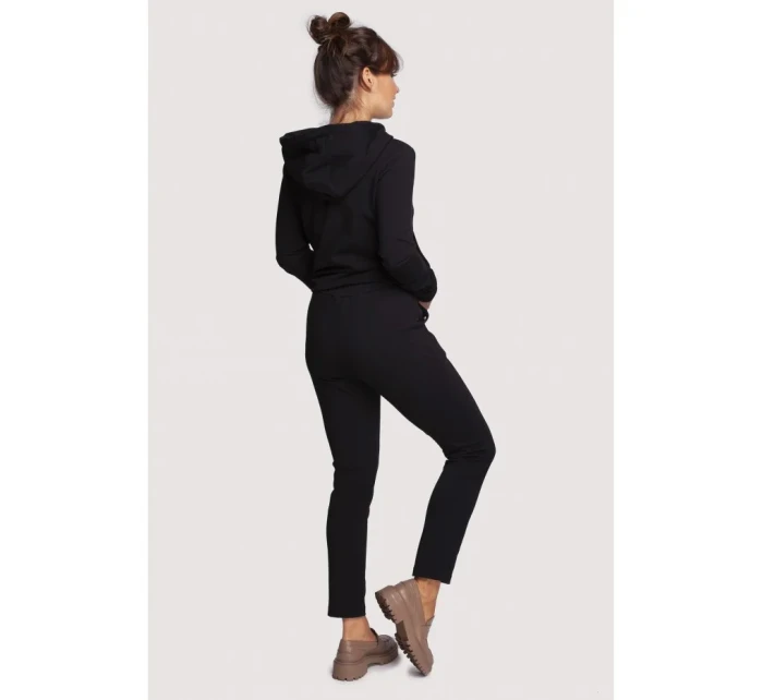 B243 Nohavice s rovnými nohavicami, nohavice s okami - čierne