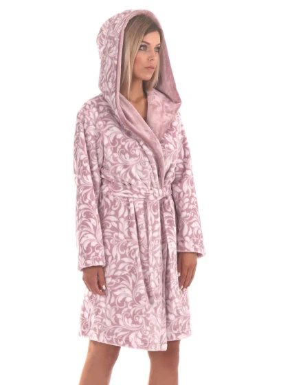 Dámsky krátky župan s kapucňou Flora 4856 4303 Light Purple with White - Vestis