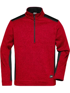 JN Pánská pracovní fleece bunda 1/2 zip Strong 02.0 red melange/black model 22492878 - Daiber