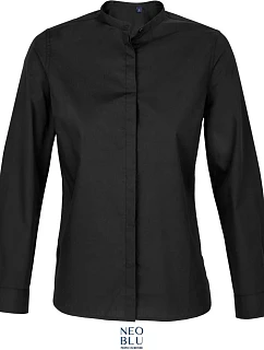 Women Popelínová halenka s dlouhým rukávem deep black model 22499788 - NEOBLU