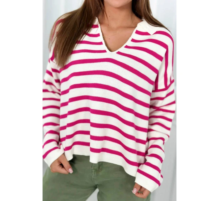 Pruhovaný sveter fuchsie