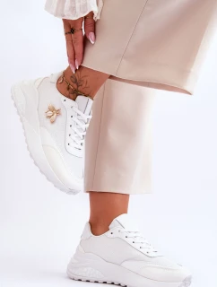 Błyszczące Buty Sportowe Z Ozdobą Białe Seneca