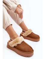 Kožené Semišové Pantofle Dámské Na Platformě S Kožíškem Camel model 21638811 - Boto Kožené Semišové Pantofle Dámské Na Platformě S Kožíškem Camel model 21638811 - Boto