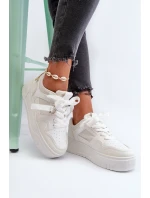 Dámské tenisky na platformě z ekokože Bílé model 21657718 - Boto Dámské tenisky na platformě z ekokože Bílé model 21657718 - Boto