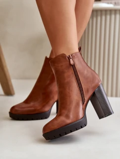 Dámské zimní botky na vysokém podpatku se zipem Camel model 21667348 - Boto