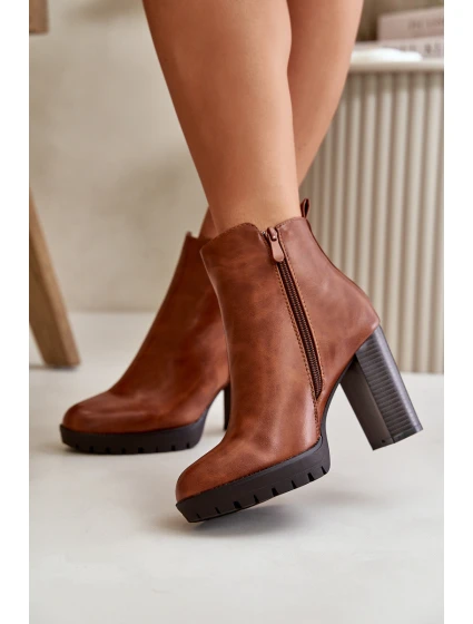 Botki Damskie Ocieplane Na Wysokim Słupku Zapinane Na Zamek Camel Bioria Botki Damskie Ocieplane Na Wysokim Słupku Zapinane Na Zamek Camel Bioria