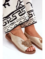 Dámské sandály na plochém podpatku se zdobením zlaté model 21686846 - Boto