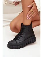Zateplené Vysoké Tenisky Dámské Na Platformě S Zipem Černé model 21705267 - Boto