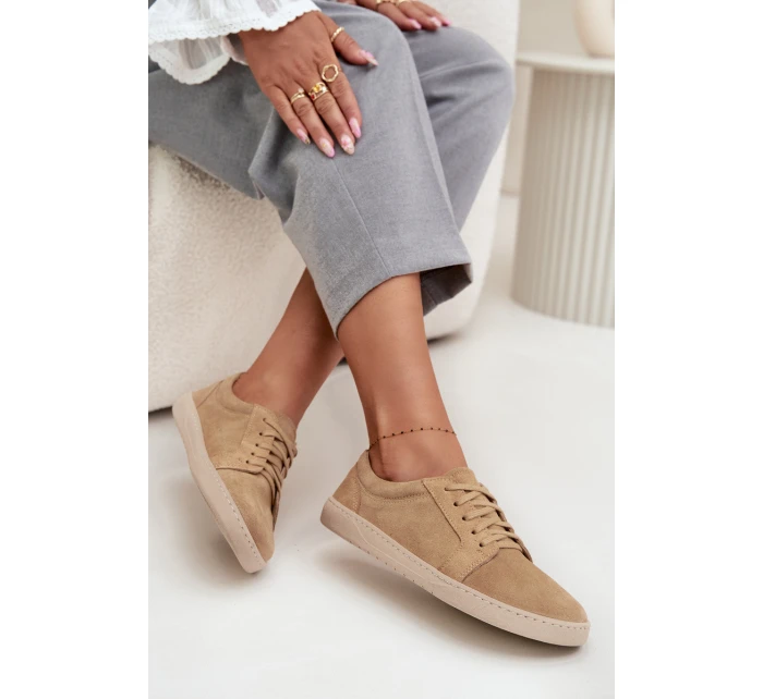 Trampki Typu Barefoot Z Naturalnego Zamszu Zazoo 314 Beżowe