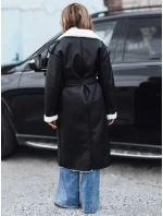 Dámský zimní kabát dlouhý černý kožený Dstreet model 21990796 - FashionStreet